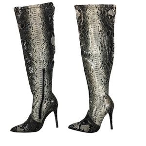 Fashion Nova Over The Knee Snake Skin Boots Size 7 GUC